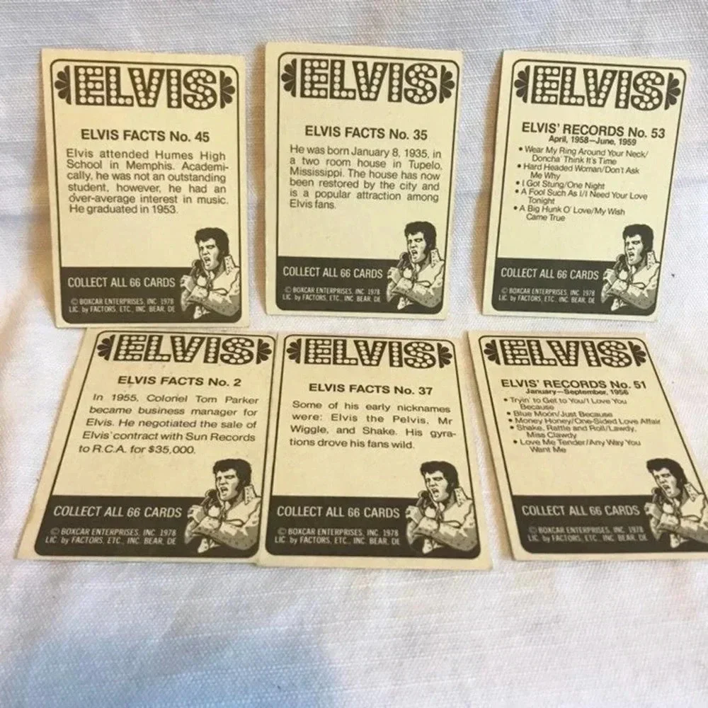 Vintage Elvis Presley Cards Collection 1978 6 cards Lot